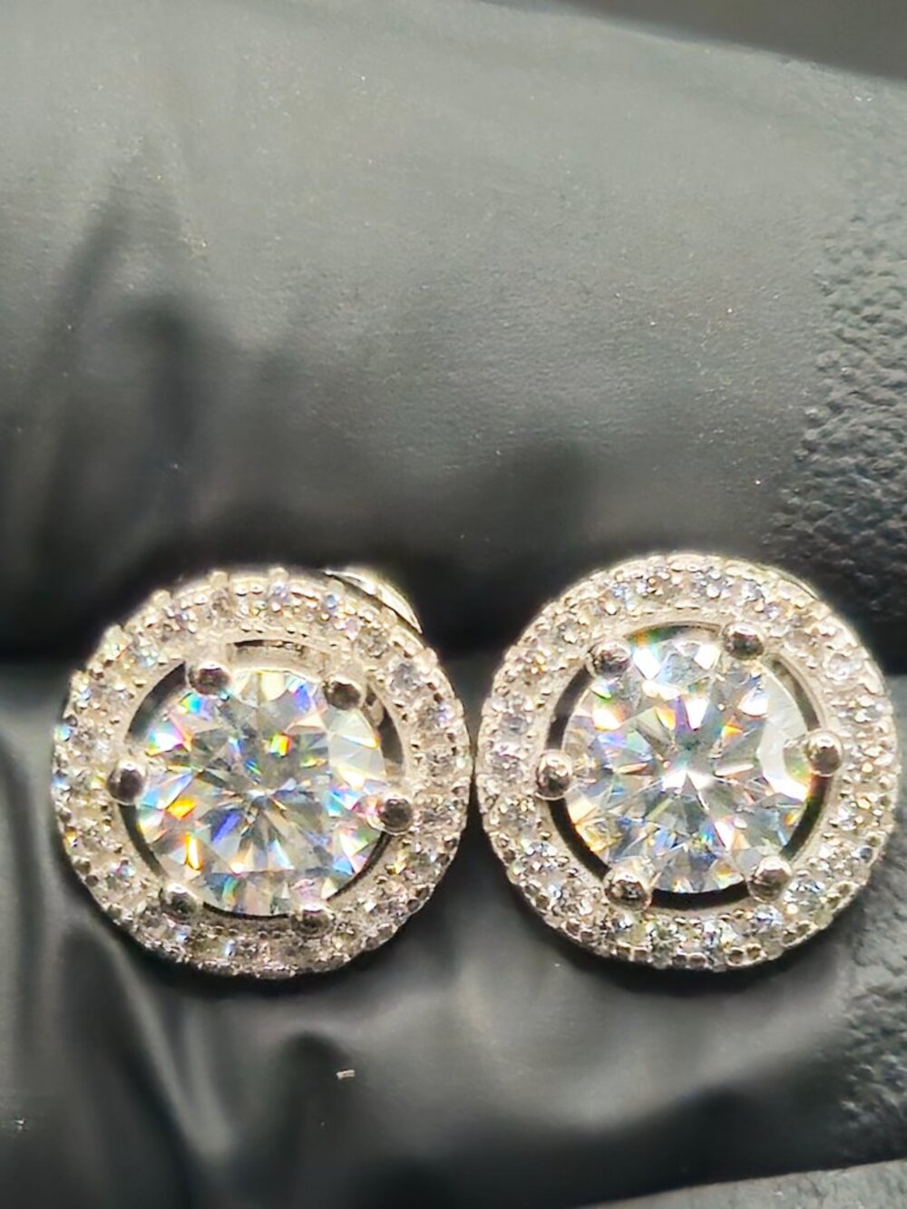 S925 Moissanite Halo Stud Earrings 1.0ctw 11mm